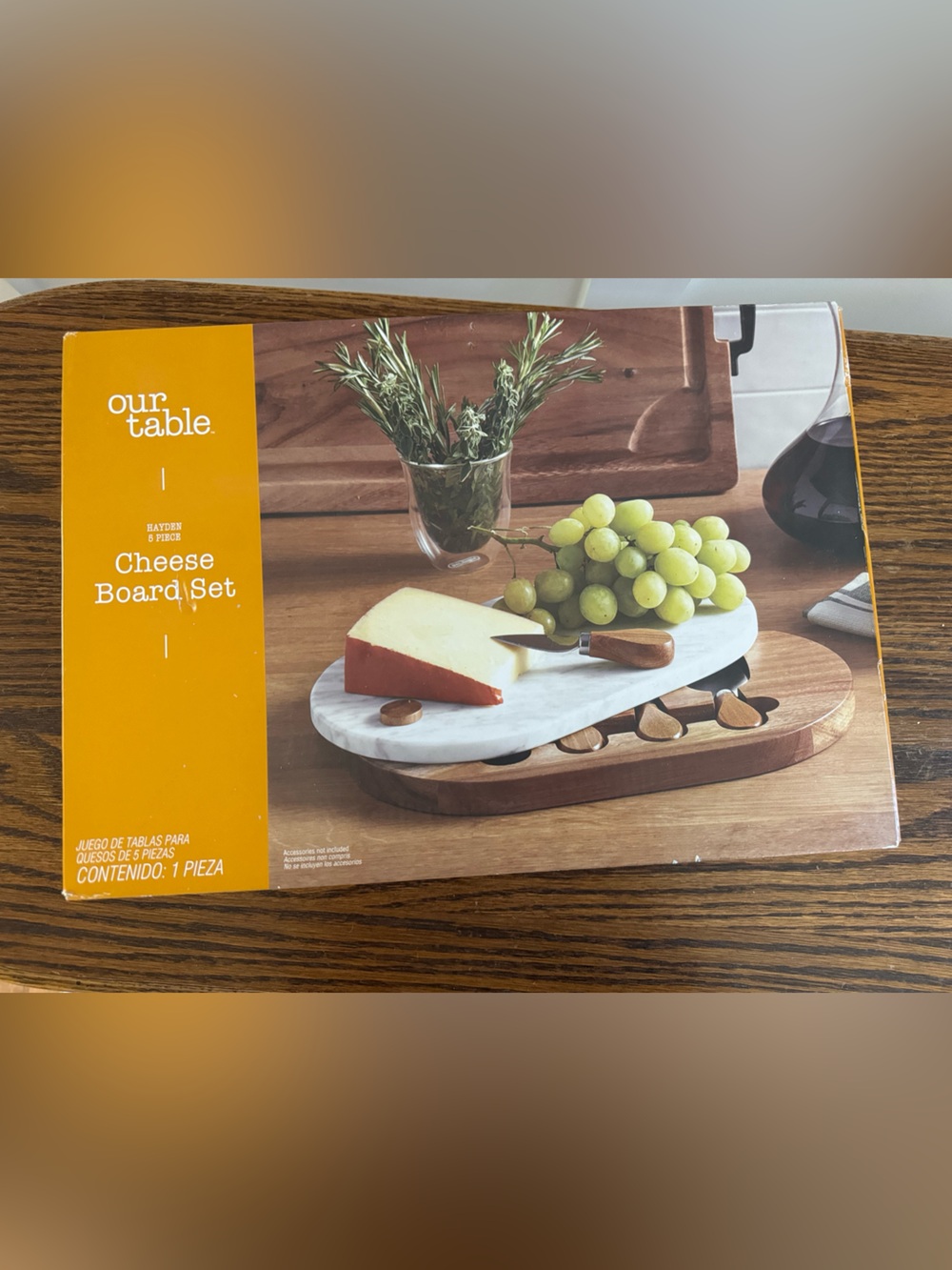 Marble & Wood Cheese Board Set with Knife